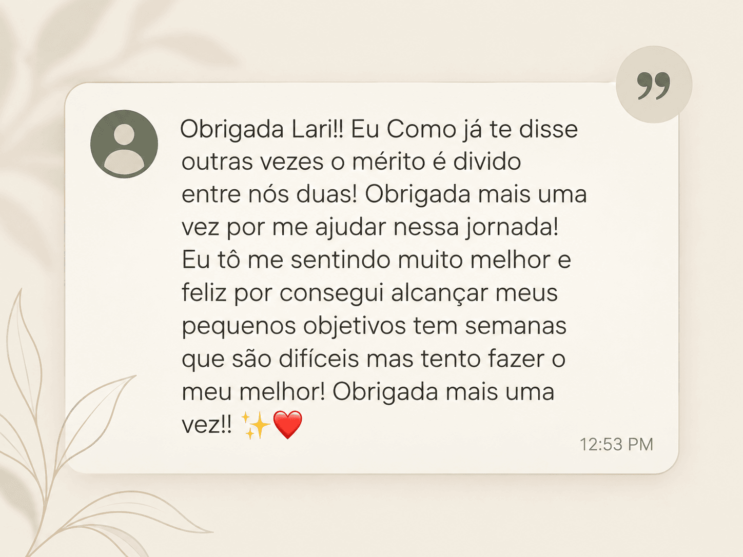 Print de conversa de WhatsApp com depoimento de paciente